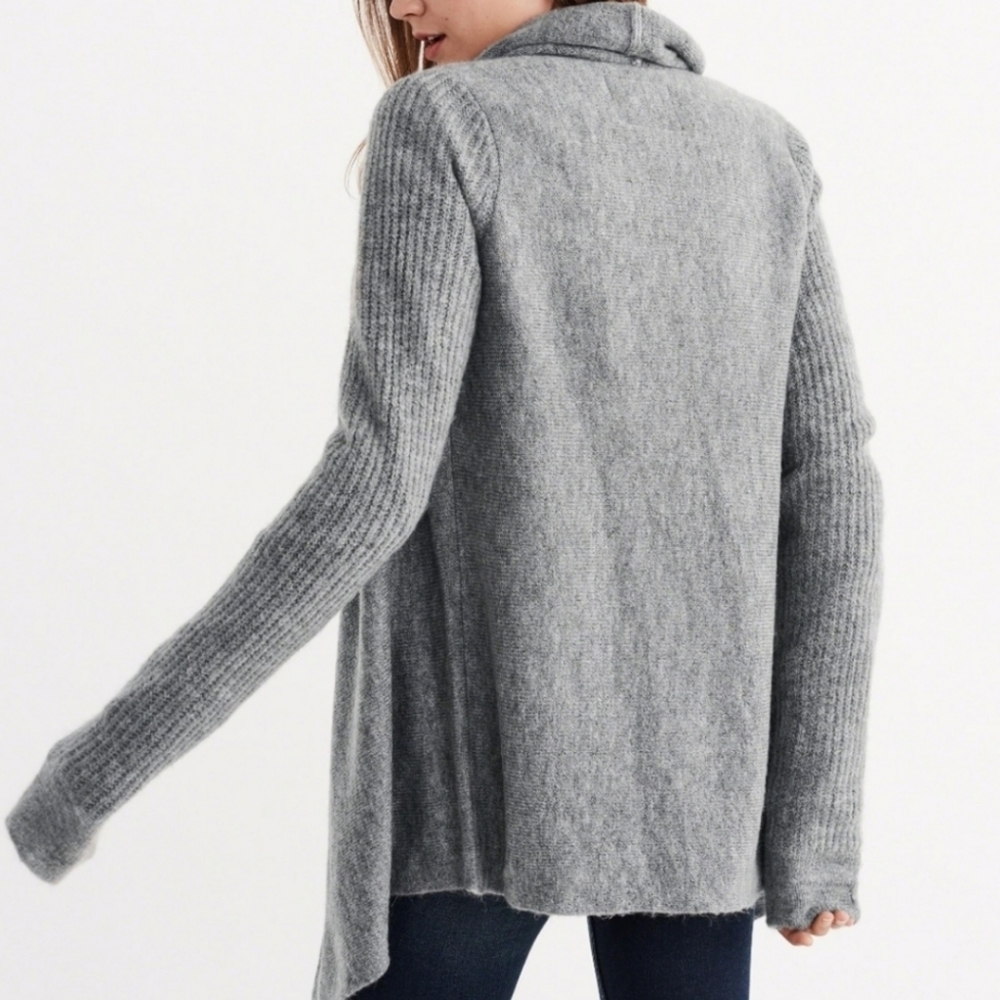 Abercrombie & Fitch Cardigan Sweater Open Front Gray Stretch Soft Cozy Comfy XS - Picture 2 of 14